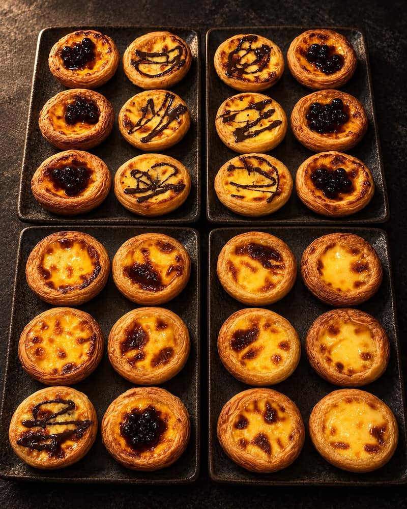 Trays of Portuguese egg tarts